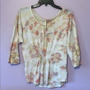 LC Lauren Conrad Floral 3/4 Sleeve Shirt Small